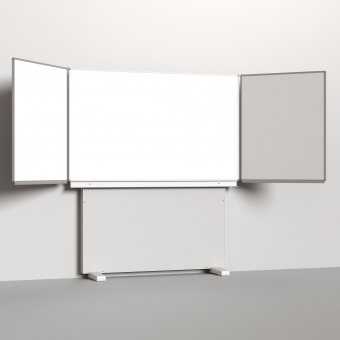 Klapp-Schiebetafel wandmontiert, Stellfuß, Mittelfläche 200x120 cm, Stahlemaille weiß 